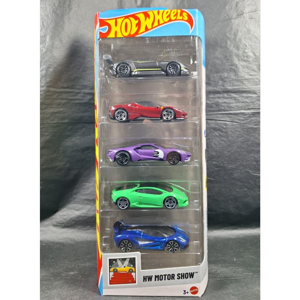 Hot Wheels 2025 HW Motor Show 5-Pack Ferrari Aston Ford Lamborghini Lotus